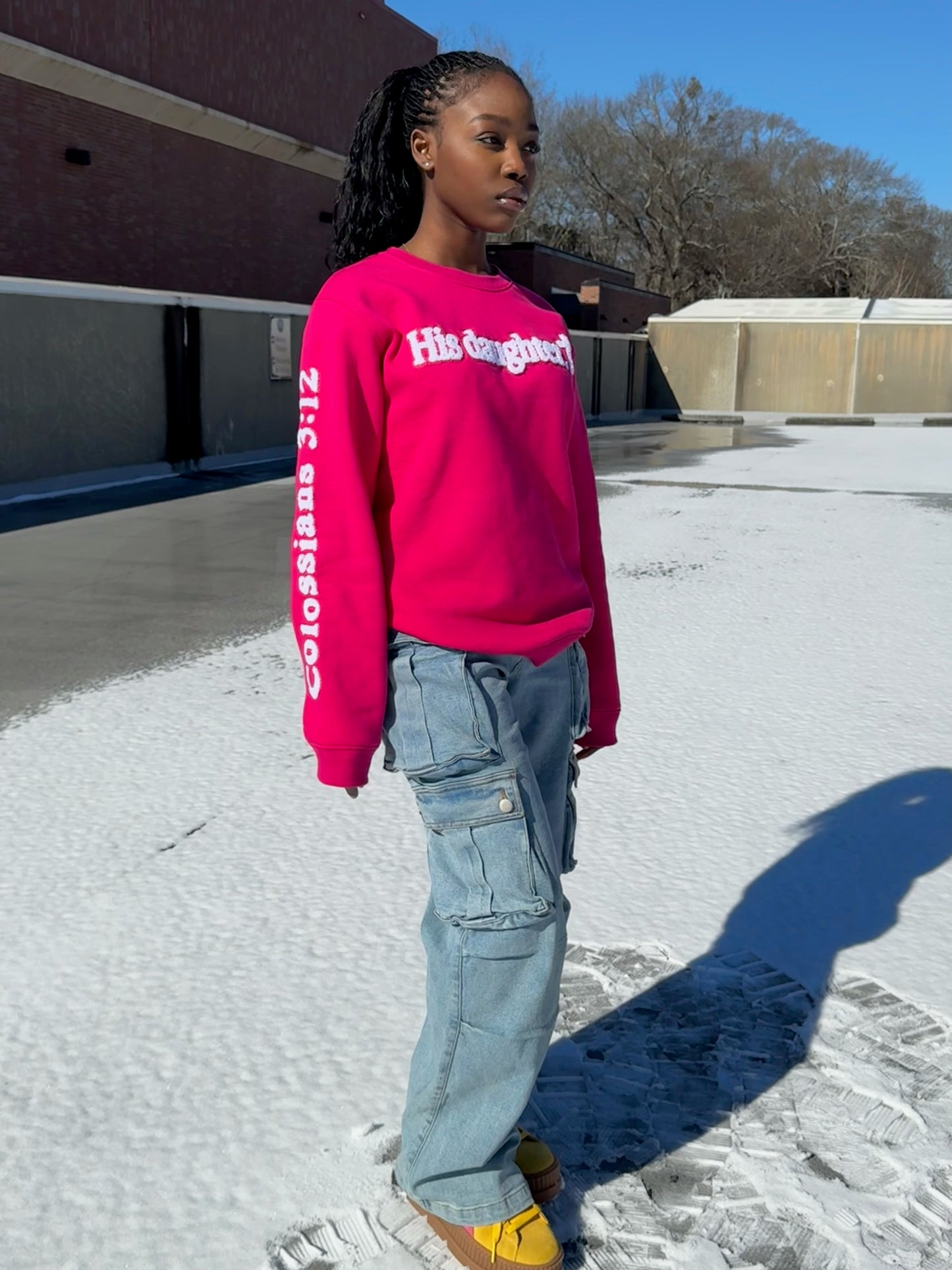 his daughter in fuchsia sweatshirt - Colossians 3:12 and Luke 1:45